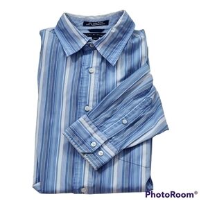 TOMMY Hilfiger Blue Stripes Dress Shirt Mens Size XL